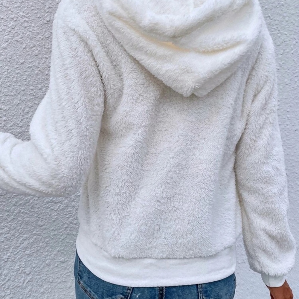 Teddy fleece hoodie sweatshirt camel tan - Picture 4 of 6